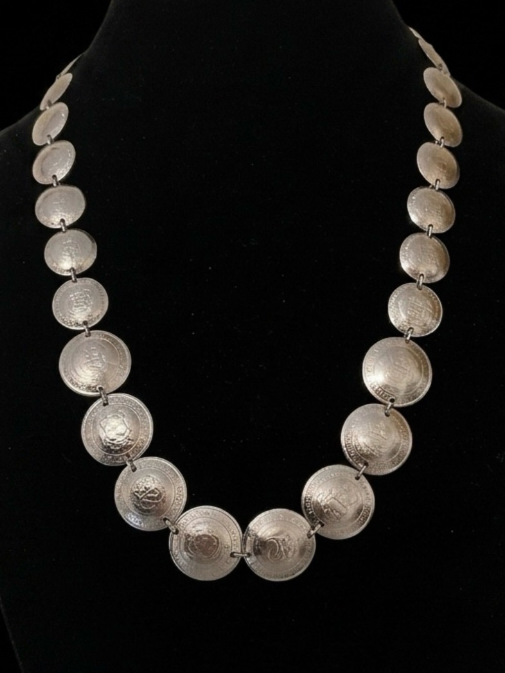 #306 Silver-tone Peruvian Coin Necklace
